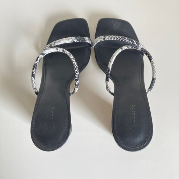 Express Black Square Toe Slip On Heeled Sandals Size 8.5 - Picture 6 of 12